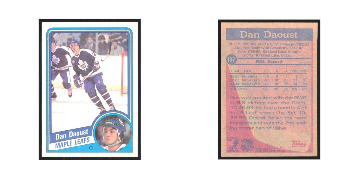 1984 Topps Dan Daoust Toronto Maple Leafs #137