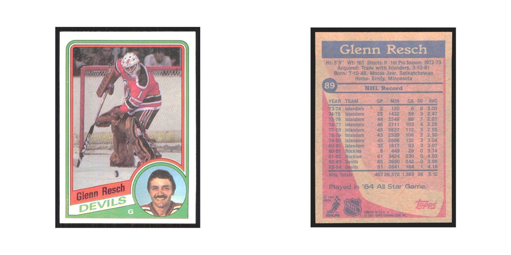 1984 Topps Glenn Resch New Jersey Devils #89