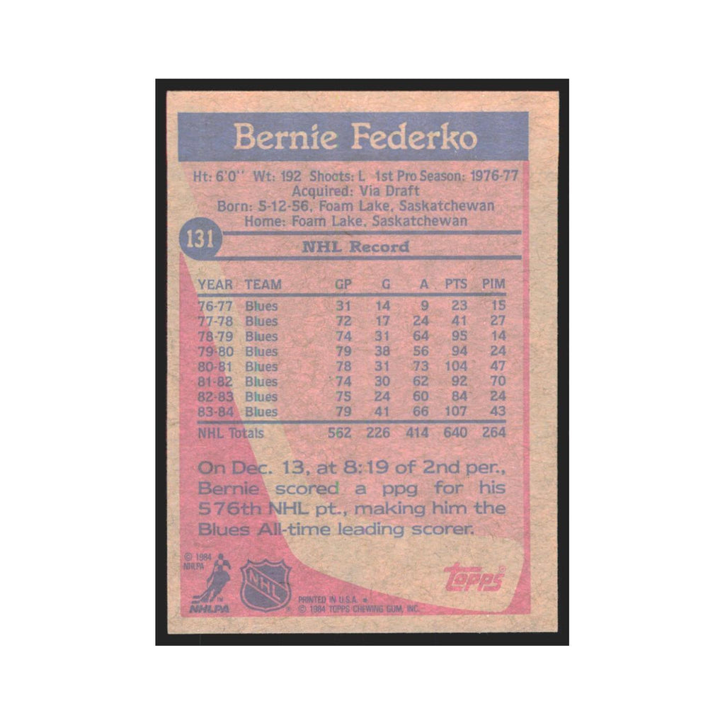 1984 Topps Bernie Federko St. Louis Blues #131