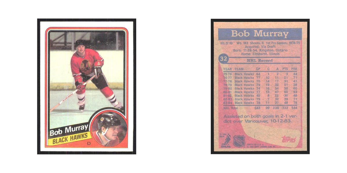 1984 Topps Bob Murray Chicago Blackhawks #32