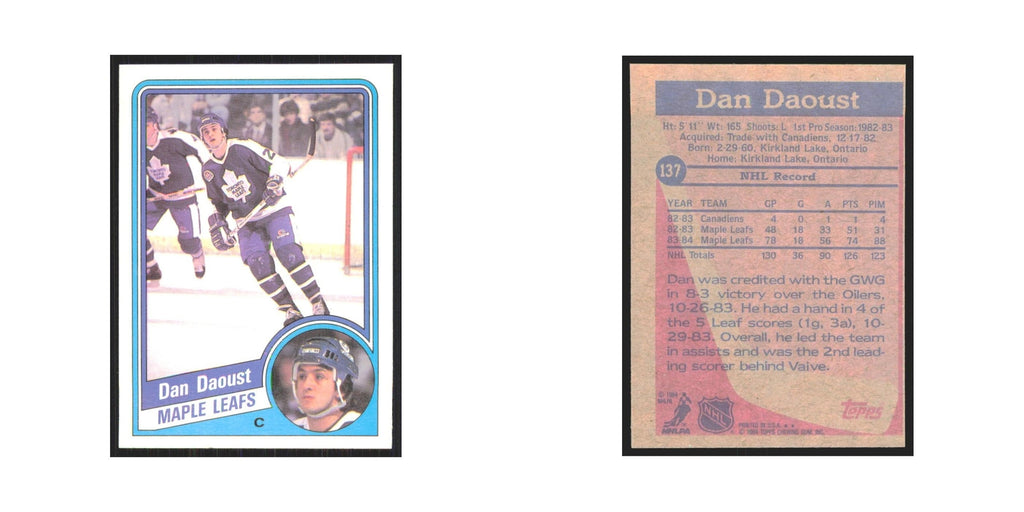 1984 Topps Dan Daoust Toronto Maple Leafs #137