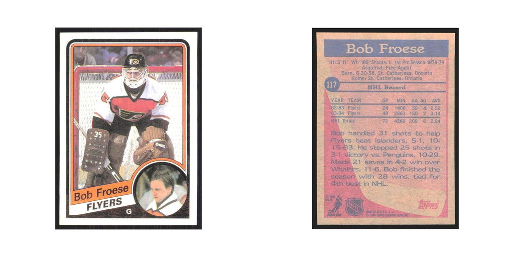 1984 Topps Bob Froese Philadelphia Flyers #117