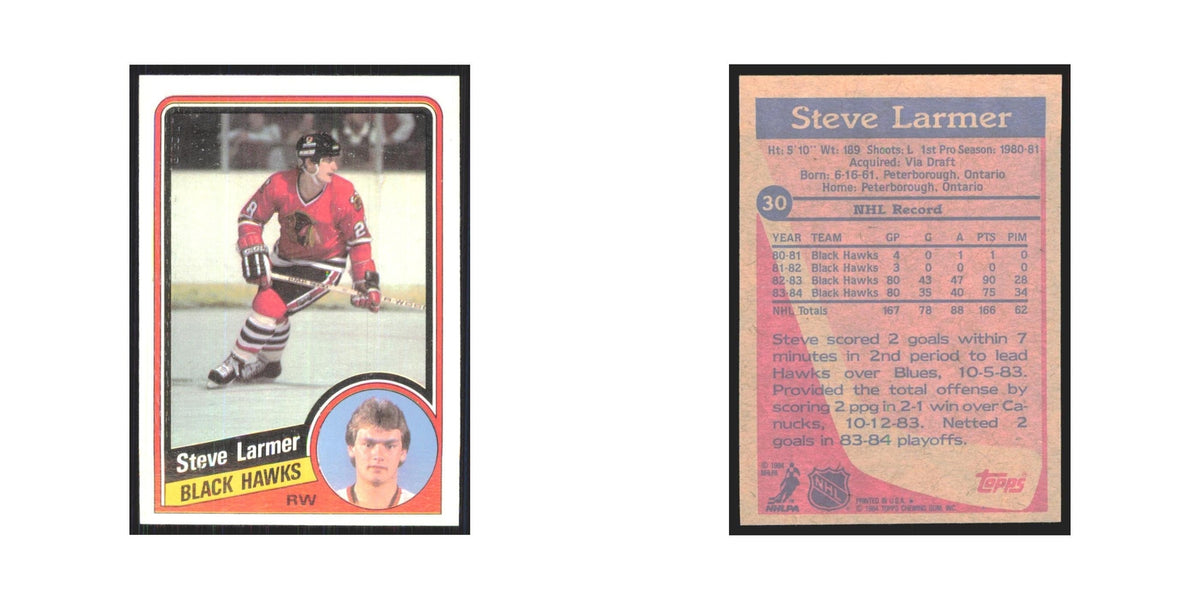 1984 Topps Steve Larmer Chicago Blackhawks #30