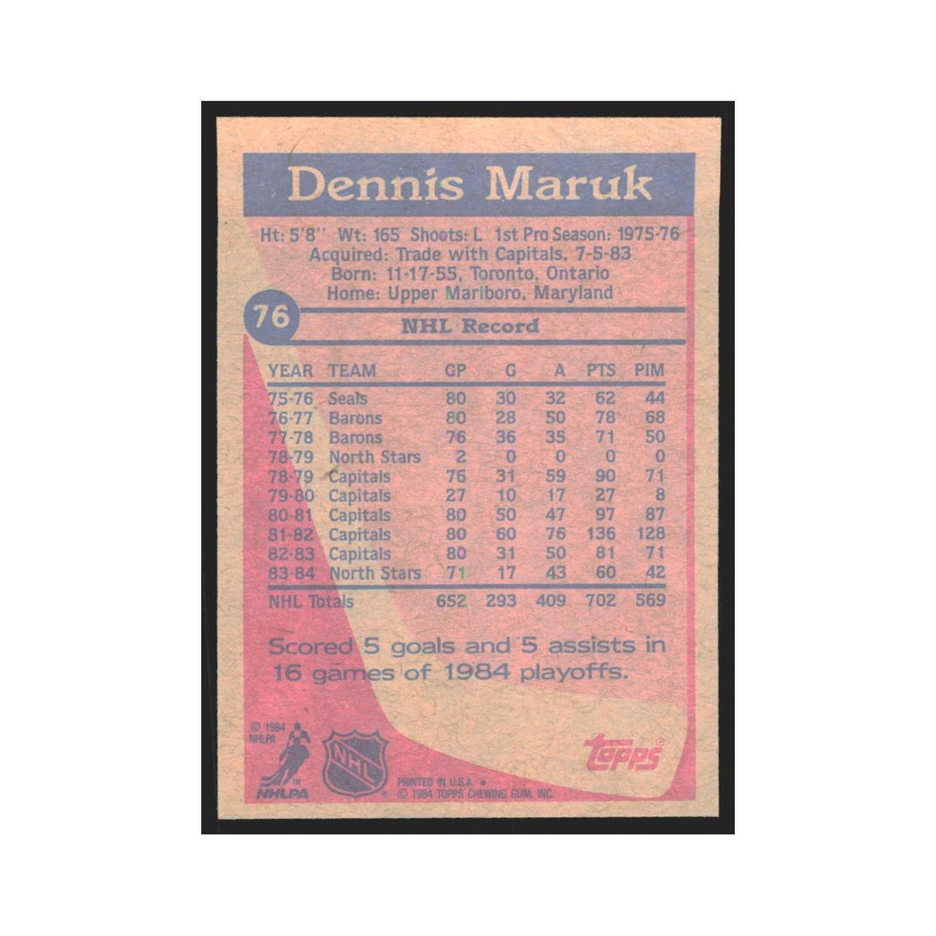 1984 Topps Dennis Maruk Minnesota North Stars #76