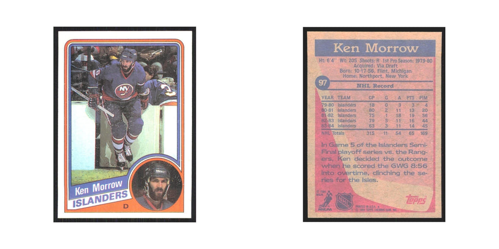 1984 Topps Ken Morrow New York Islanders #97