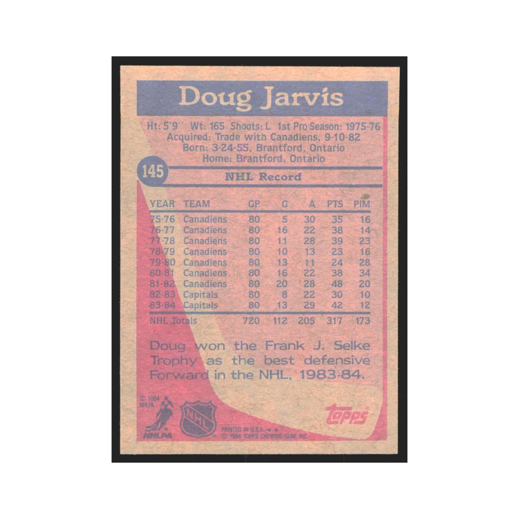 1984 Topps Doug Jarvis Washington Capitals #145
