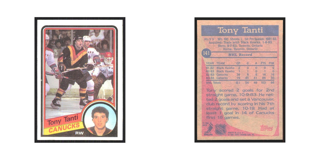 1984 Topps Tony Tanti Vancouver Canucks #141