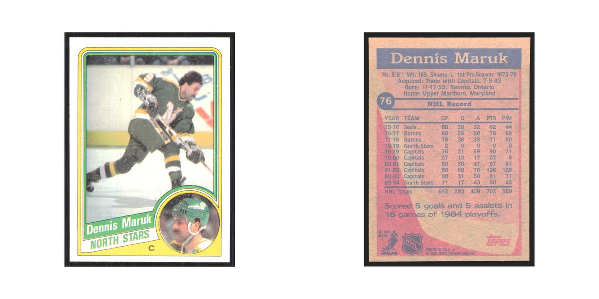 1984 Topps Dennis Maruk Minnesota North Stars #76