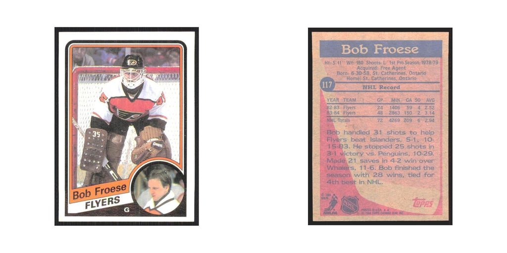 1984 Topps Bob Froese Philadelphia Flyers #117