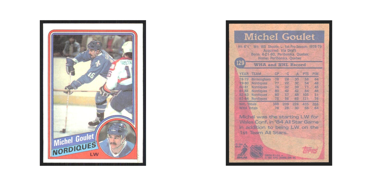 1984 Topps Michel Goulet Quebec Nordiques #129