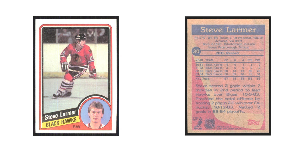 1984 Topps Steve Larmer Chicago Blackhawks #30