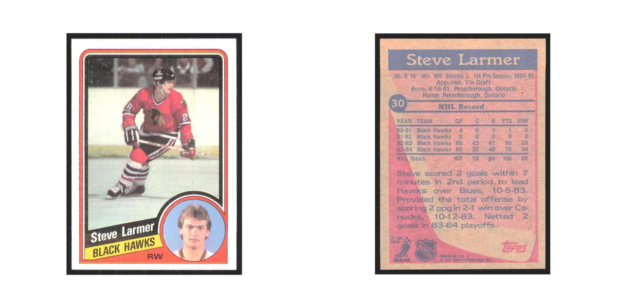 1984 Topps Steve Larmer Chicago Blackhawks #30