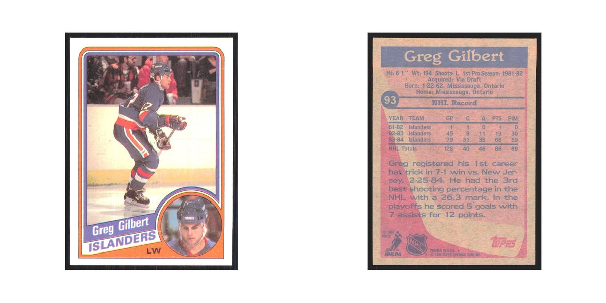 1984 Topps Greg Gilbert New York Islanders #93