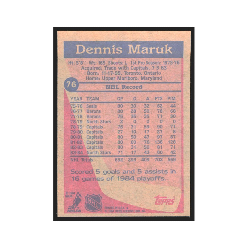 1984 Topps Dennis Maruk Minnesota North Stars #76