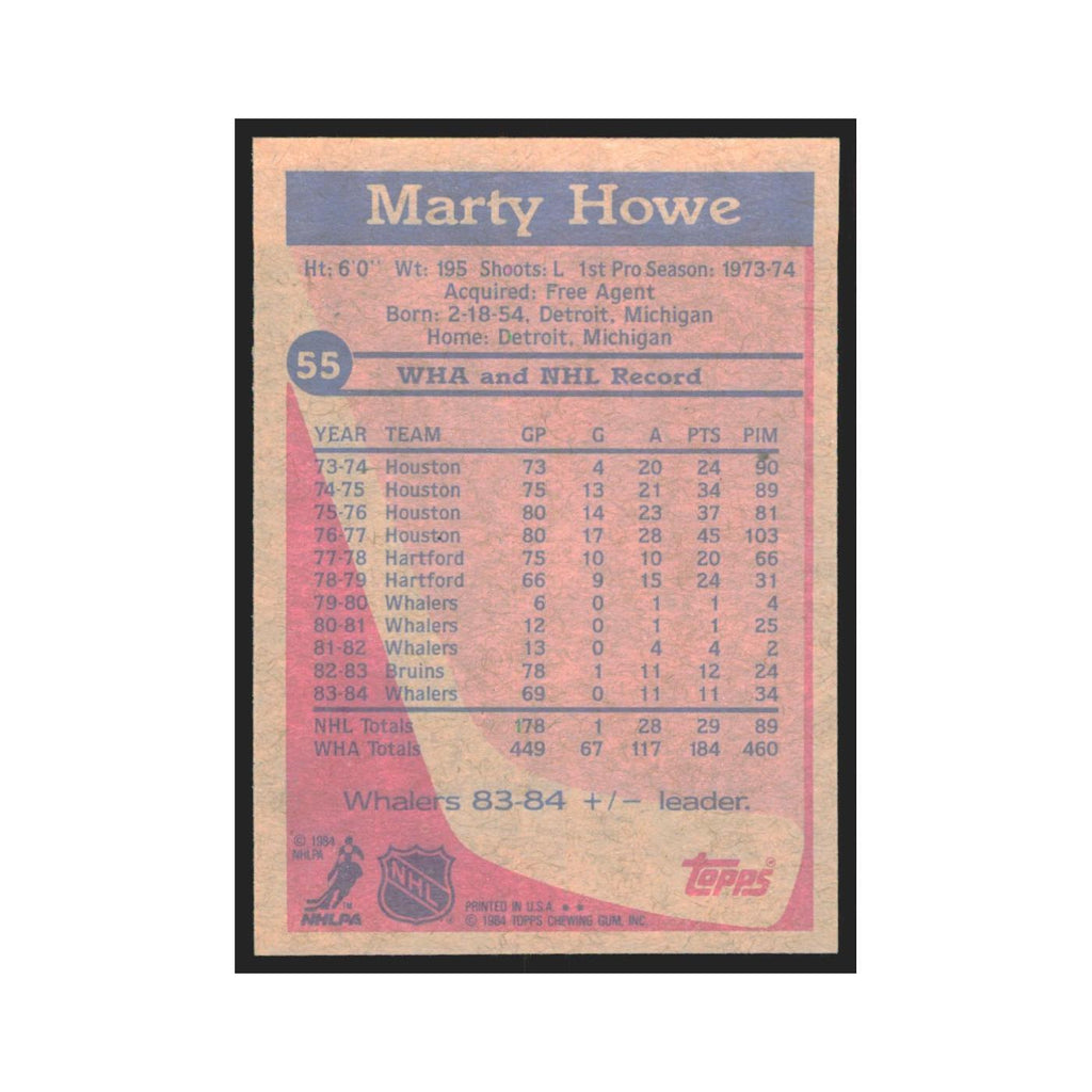 1984 Topps Marty Howe Hartford Whalers #55