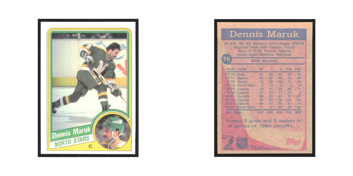 1984 Topps Dennis Maruk Minnesota North Stars #76