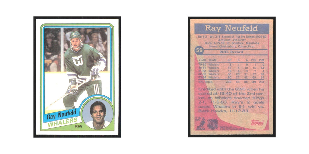 1984 Topps Ray Neufeld Hartford Whalers #59