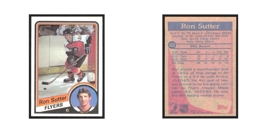 1984 Topps Ron Sutter Philadelphia Flyers #122