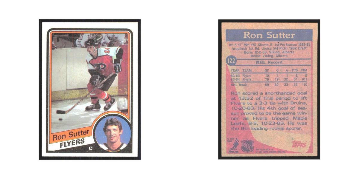 1984 Topps Ron Sutter Philadelphia Flyers #122
