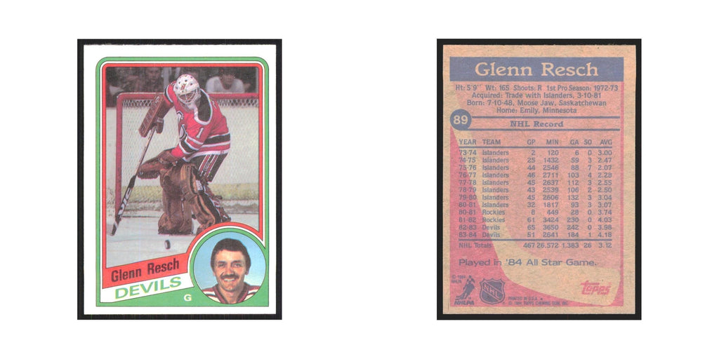 1984 Topps Glenn Resch New Jersey Devils #89