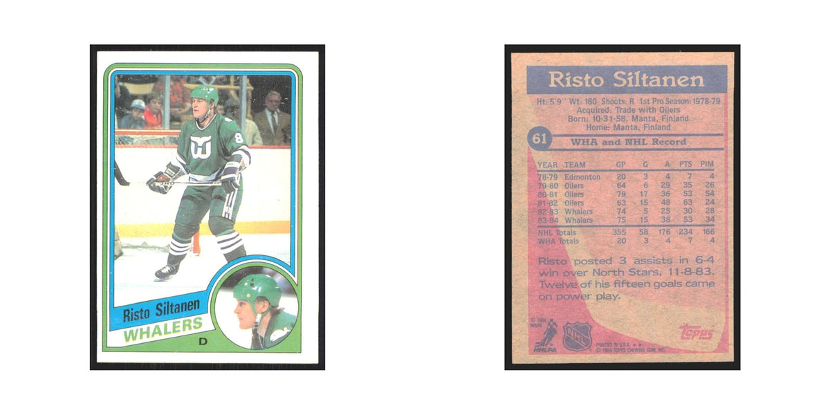 1984 Topps Risto Siltanen Hartford Whalers #61