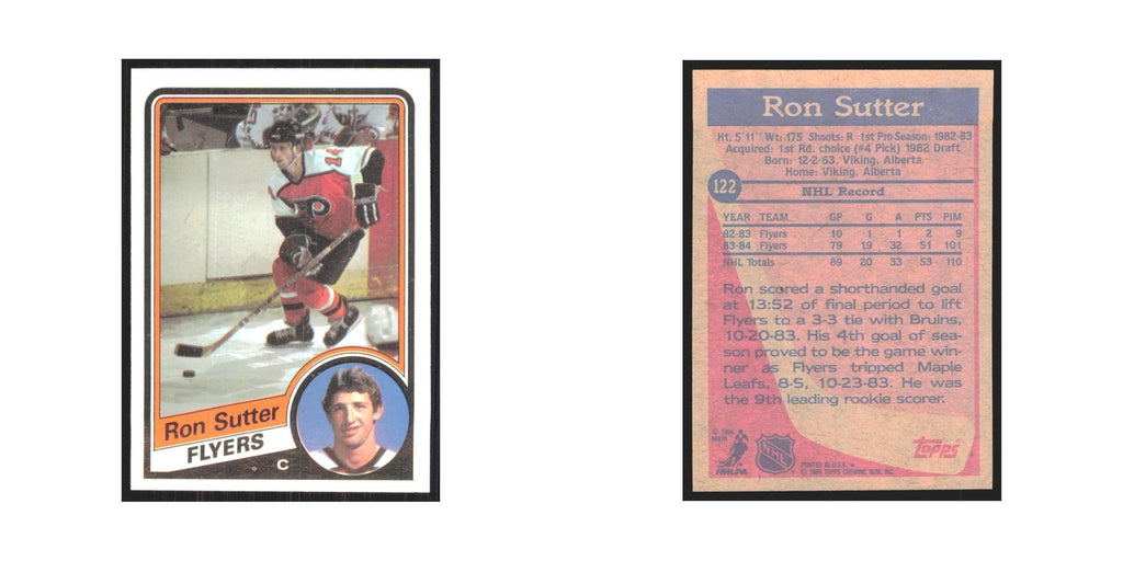 1984 Topps Ron Sutter Philadelphia Flyers #122