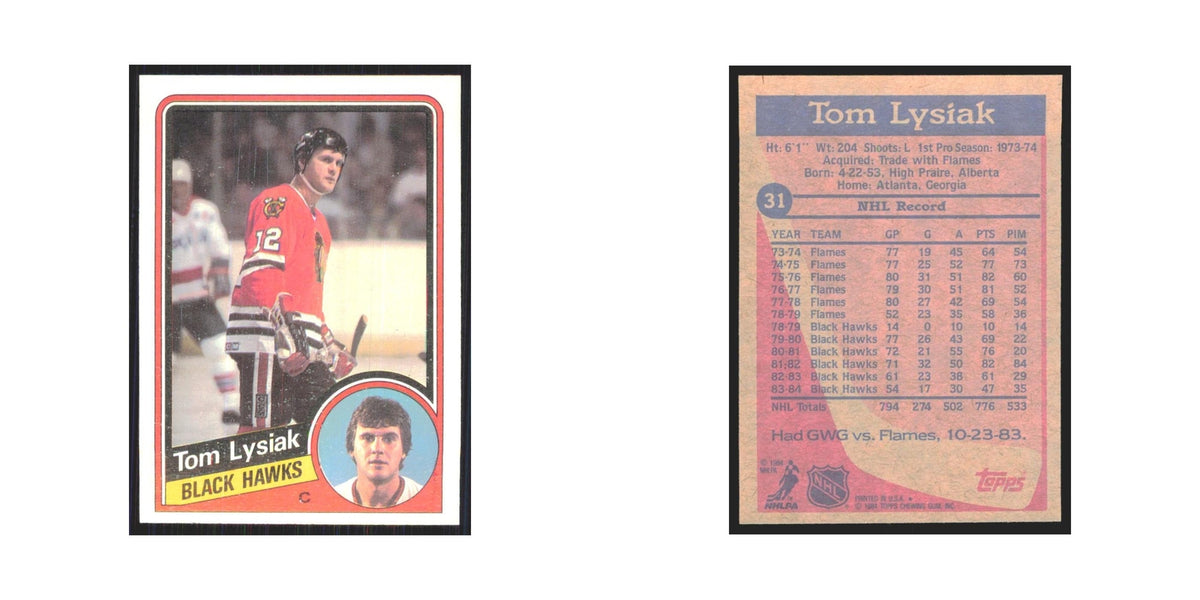 1984 Topps Tom Lysiak Chicago Blackhawks #31