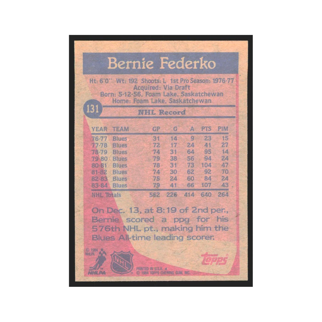 1984 Topps Bernie Federko St. Louis Blues #131