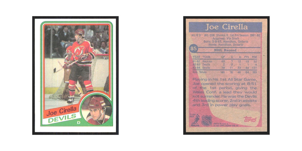 1984 Topps Joe Cirella New Jersey Devils #85