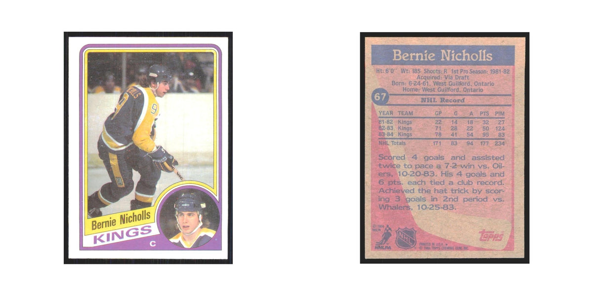 1984 Topps Bernie Nicholls Los Angeles Kings #67