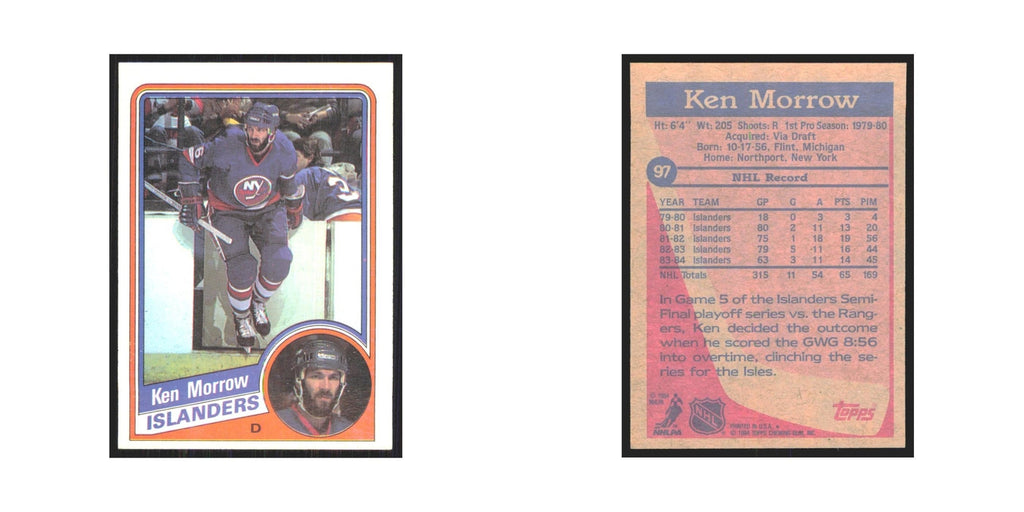 1984 Topps Ken Morrow New York Islanders #97