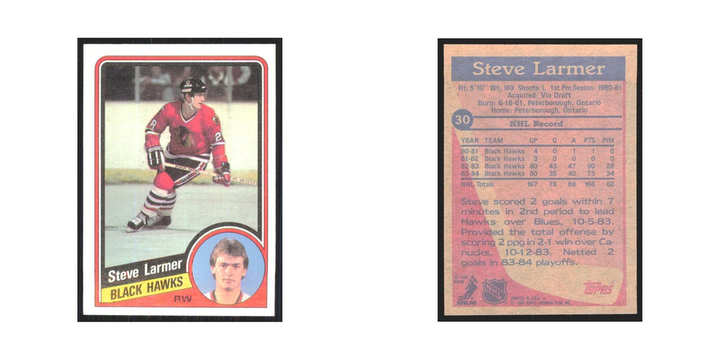 1984 Topps Steve Larmer Chicago Blackhawks #30