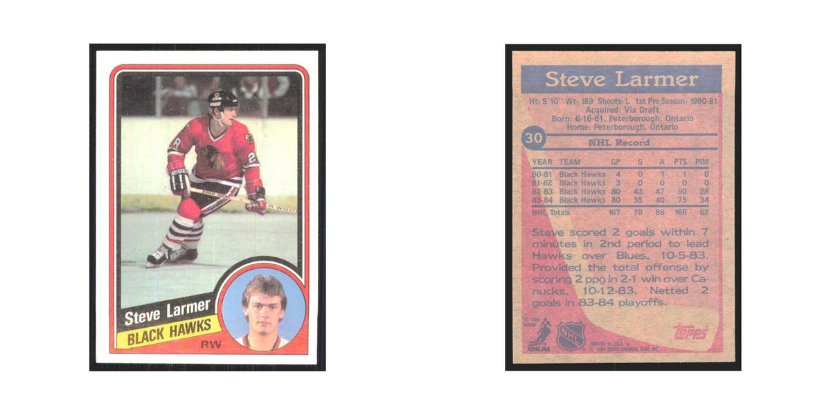 1984 Topps Steve Larmer Chicago Blackhawks #30