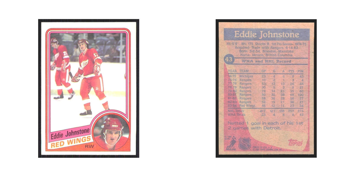 1984 Topps Eddie Johnstone Detroit Red Wings #43