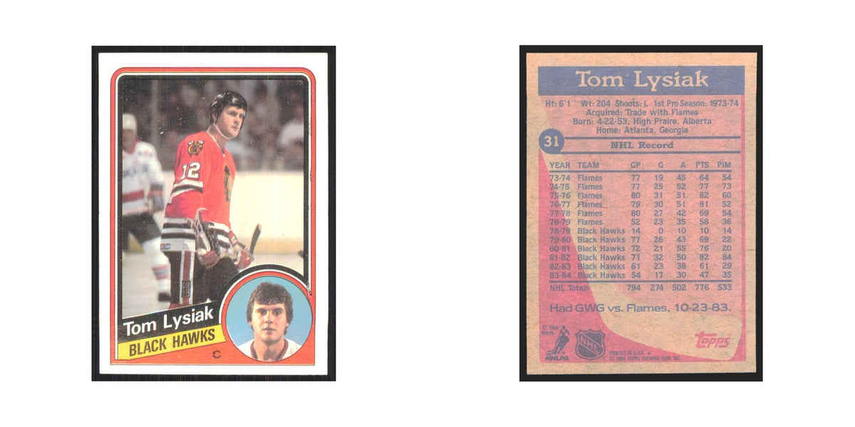 1984 Topps Tom Lysiak Chicago Blackhawks #31