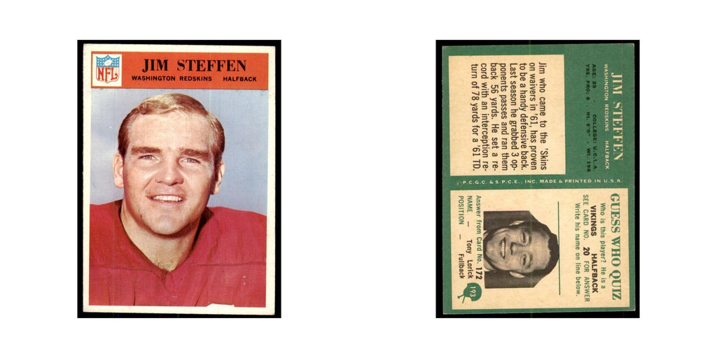1966 Philadelphia Jim Steffen Football Cards #193