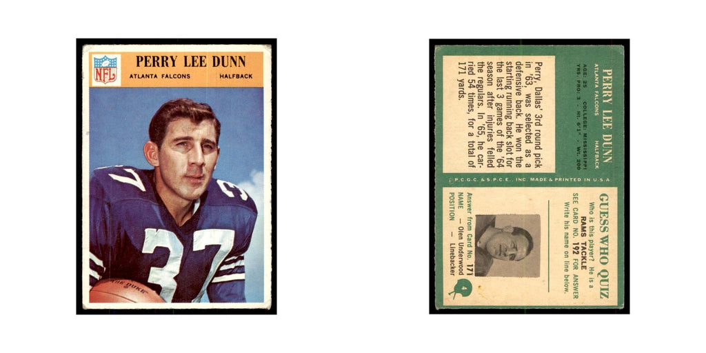 1966 Philadelphia Perry Lee Dunn Football Cards #4