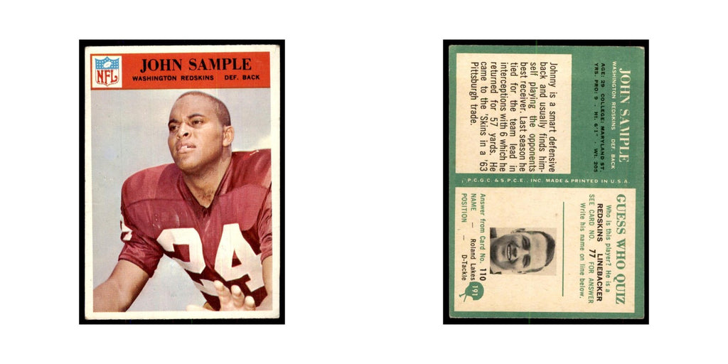 1966 Philadelphia Johnny Sample Football Cards #191