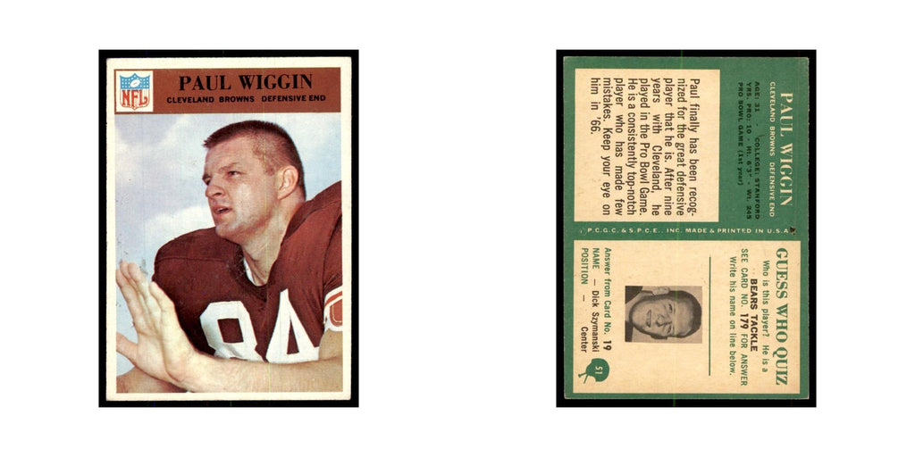 1966 Philadelphia Paul Wiggin Football Cards #51