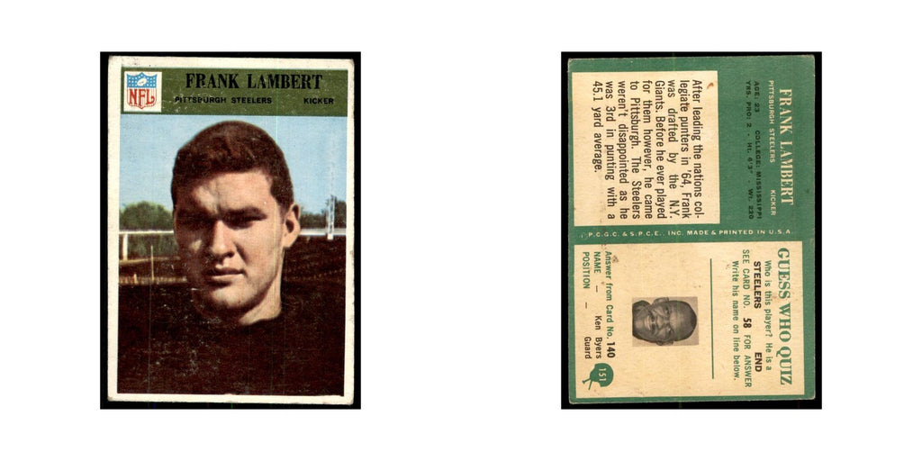 1966 Philadelphia Frank Lambert Football Cards #151