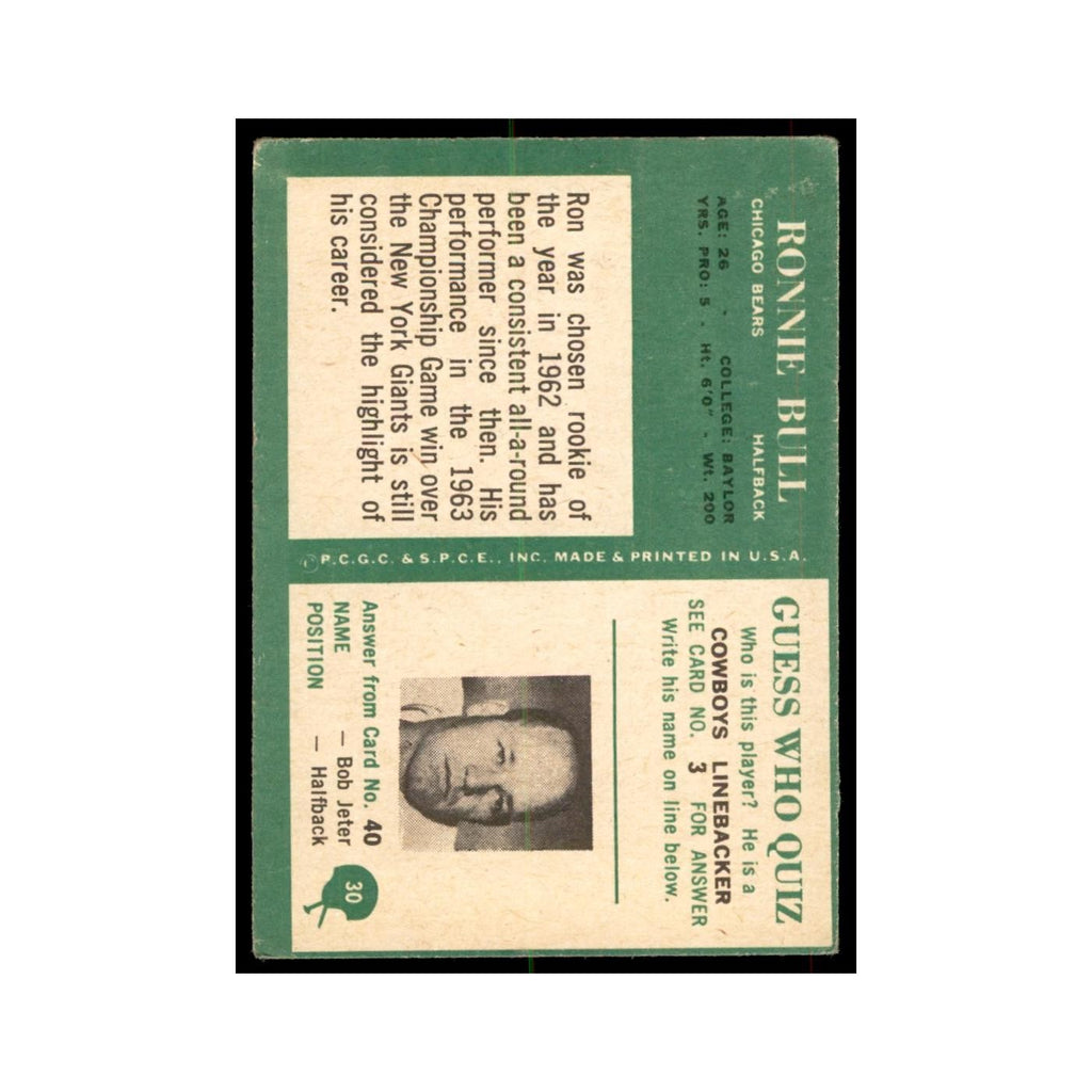 1966 Philadelphia Ron Bull Football Cards #30