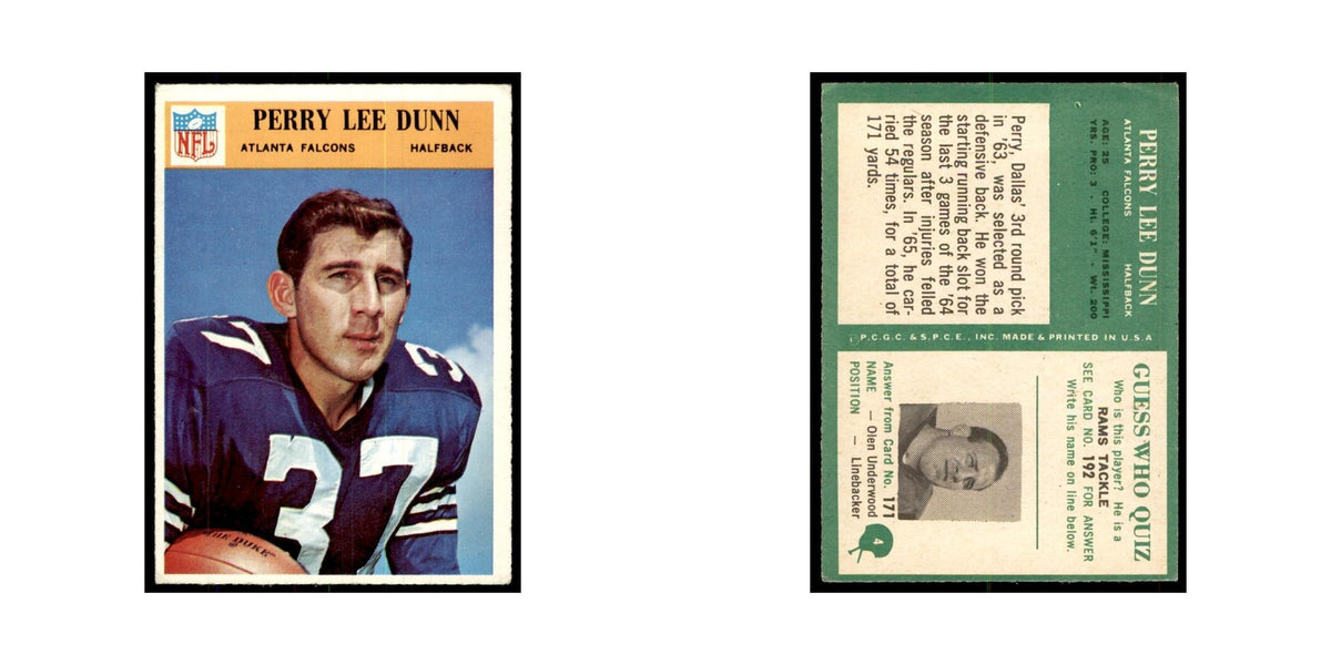 1966 Philadelphia Perry Lee Dunn Football Cards #4