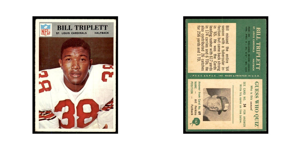 1966 Philadelphia Bill Triplett Football Cards #167