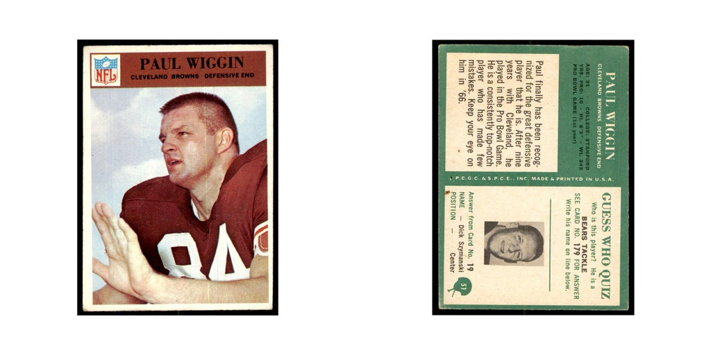 1966 Philadelphia Paul Wiggin Football Cards #51