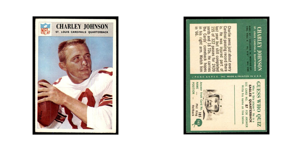 1966 Philadelphia Charley Johnson Football Cards #163