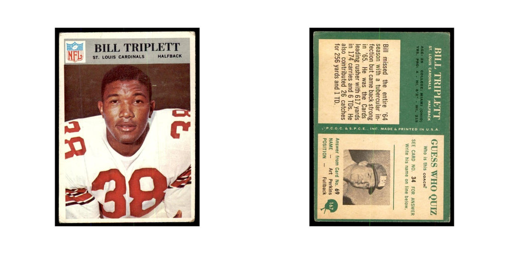 1966 Philadelphia Bill Triplett Football Cards #167