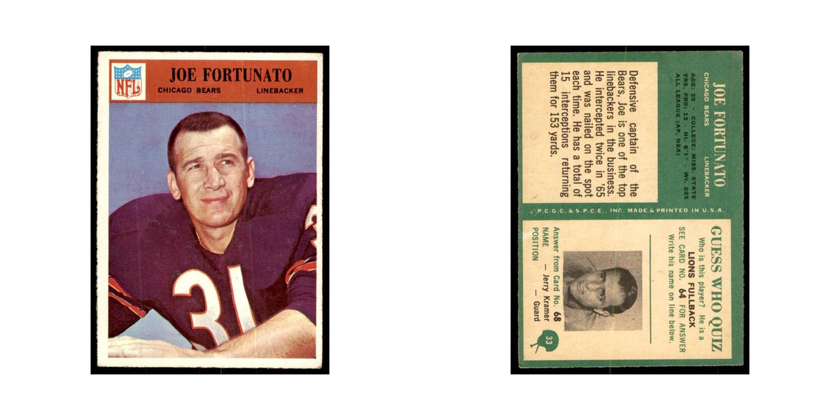 1966 Philadelphia Joe Fortunato Football Cards #33