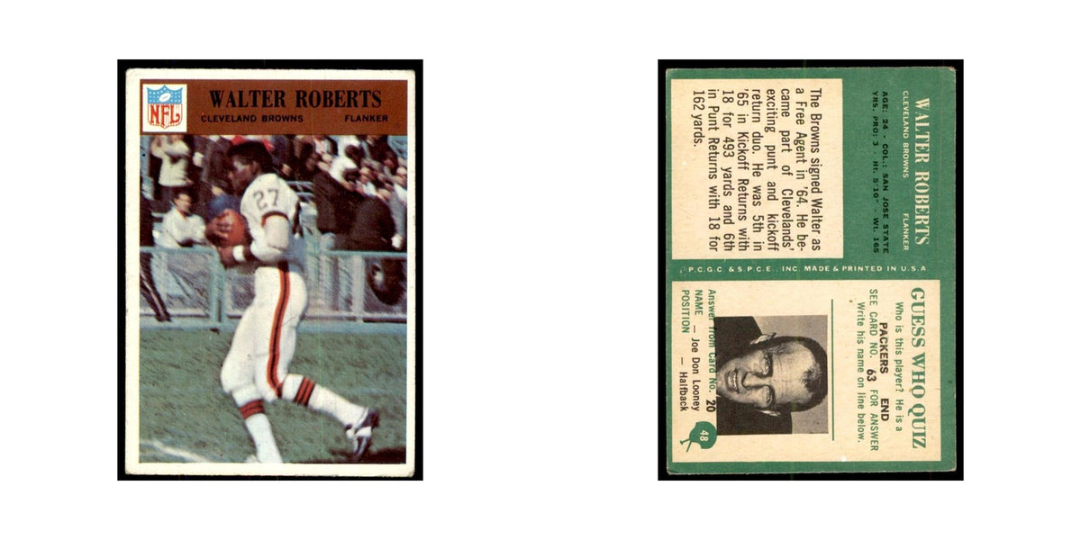 1966 Philadelphia Walter Roberts Football Cards #48