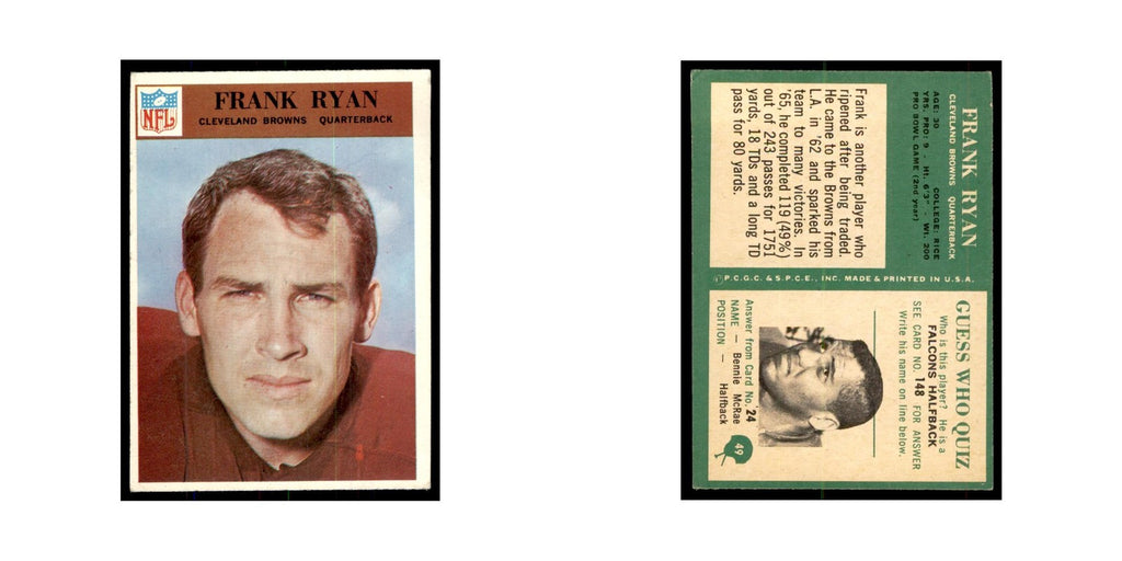 1966 Philadelphia Frank Ryan Football Cards #49