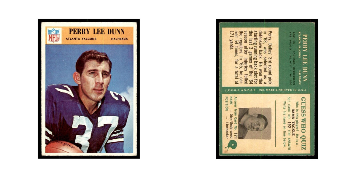 1966 Philadelphia Perry Lee Dunn Football Cards #4